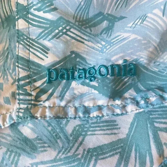 Patagonia Men’s Size 36 Board Shorts Nylon Teal Blue Lace Up Pocket Unlined Swim - Picture 5 of 7